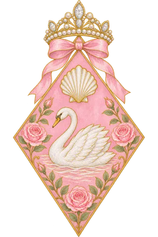 Painted crest: The Beauty, crowned, watercolor