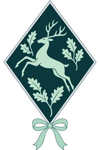 Painted crest: The Huntress, crowned, bare, modern line
