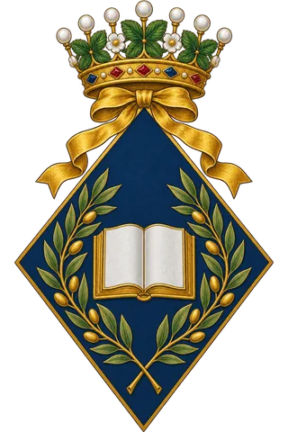 Painted crest: The Scholar, crowned