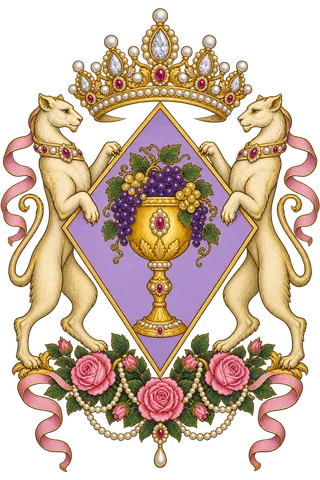Painted crest: The Toast, with supporters