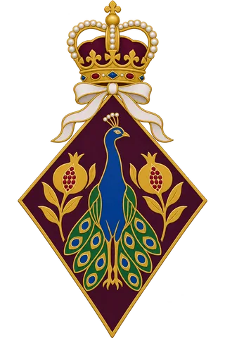 Painted crest: The Queen, crowned, enamel