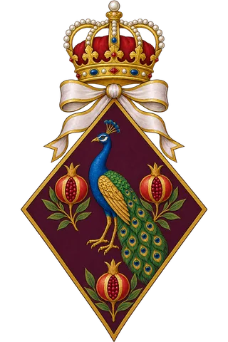 Painted crest: The Queen, crowned