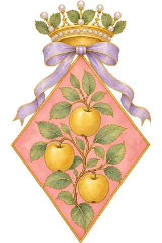 Painted crest: The Sunset, crowned, watercolor