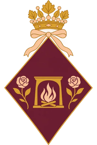 Painted crest: The Hearth, crowned, modern line