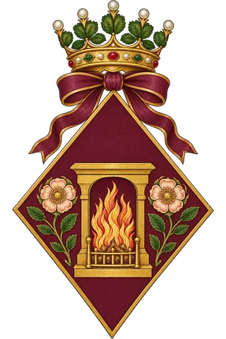Painted crest: The Hearth, crowned