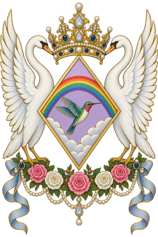Painted crest: The Rainbow, with supporters